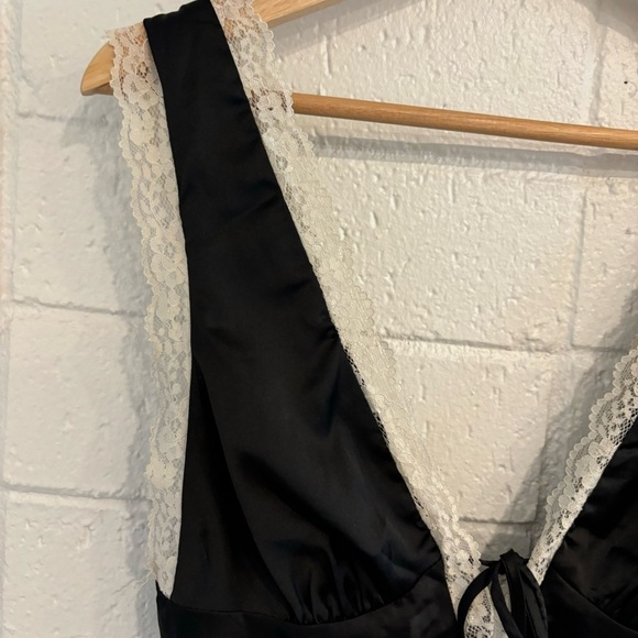 Cotton Candy LA black satin mini dress with lace - Picture 3 of 5